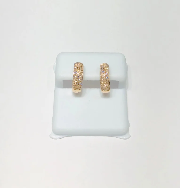 long earrings for women-Rose Gold Huggie Diamond Earrings (14K)