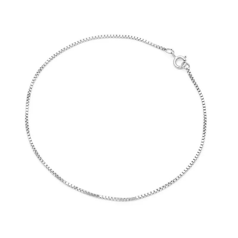 colorful bracelet for women-Box Chain Spark Anklet | Silver