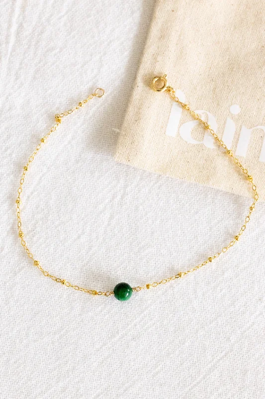 personalized bracelet for women-Green Tiger's Eye Beam Anklet