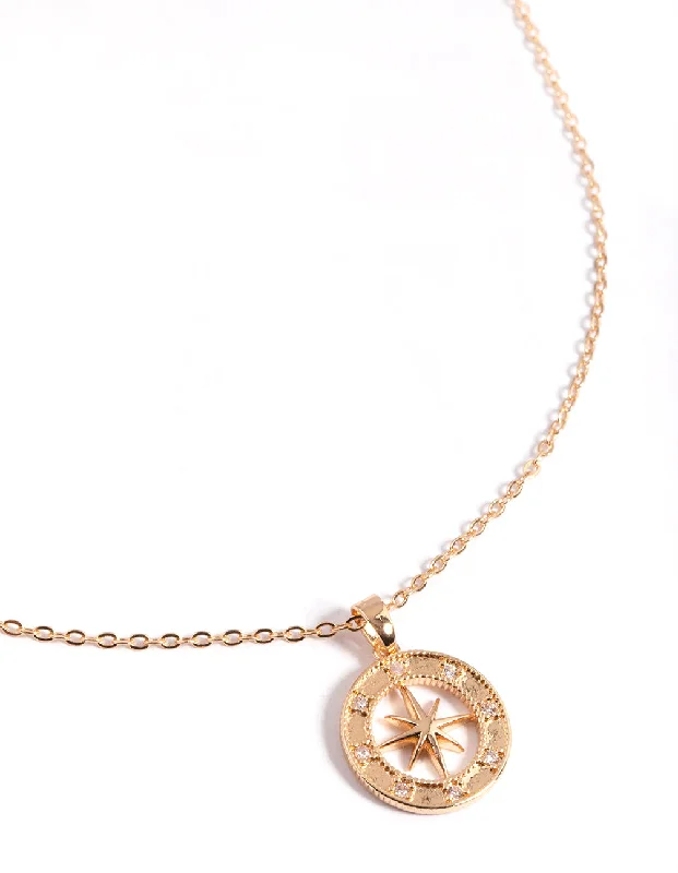 intricate design necklace for women-Gold Celestial Compass Necklace