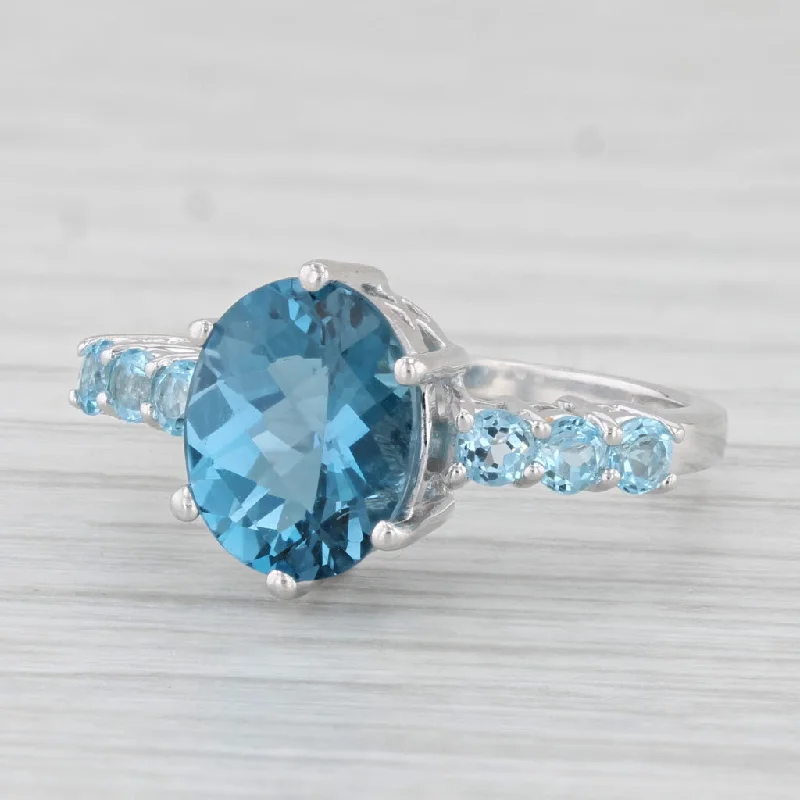 vintage engagement rings for women-3.51ctw London Blue & Light Blue Topaz Ring 10k White Gold Size 7