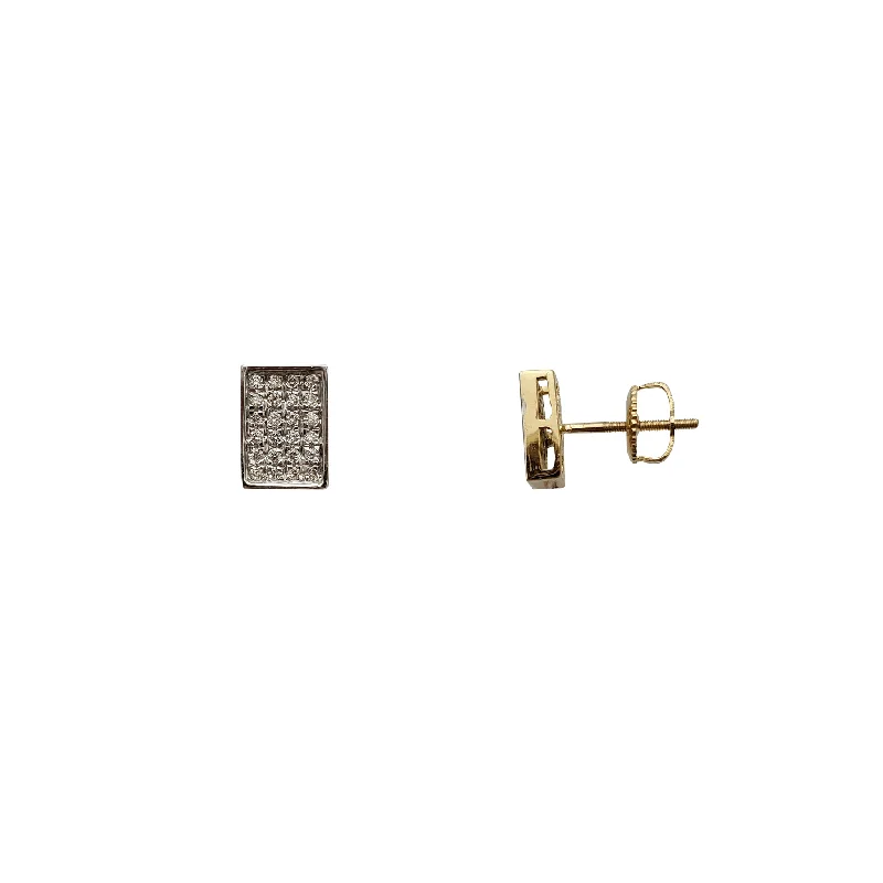 chic drop earrings for women-Rectangle Diamond Stud Earrings (14K)