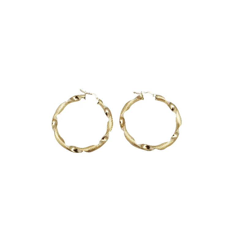 luxury gemstone earrings for women-Loop Twist Hoop Earrings (14K)