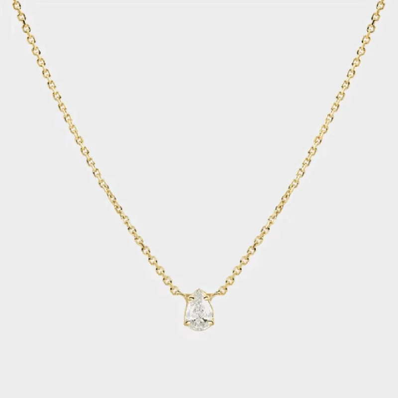 elegant chain necklace for women-Star Glimmer Dainty Cable Chain Necklace with AAAAA Pear Cut Cubic Zirconia Pendant