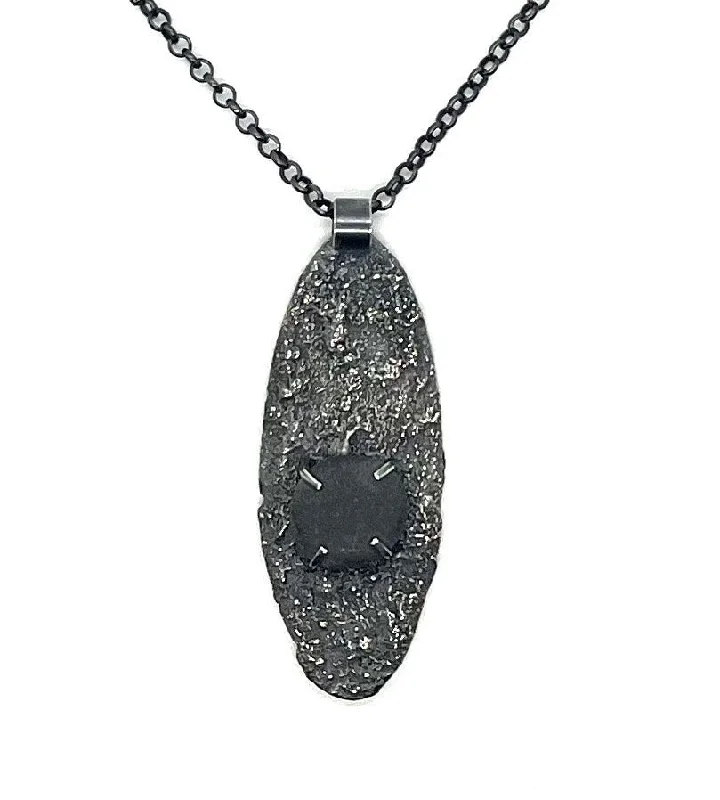 crystal pendant necklace for women-Silver Dust Prong Set Rock Necklace