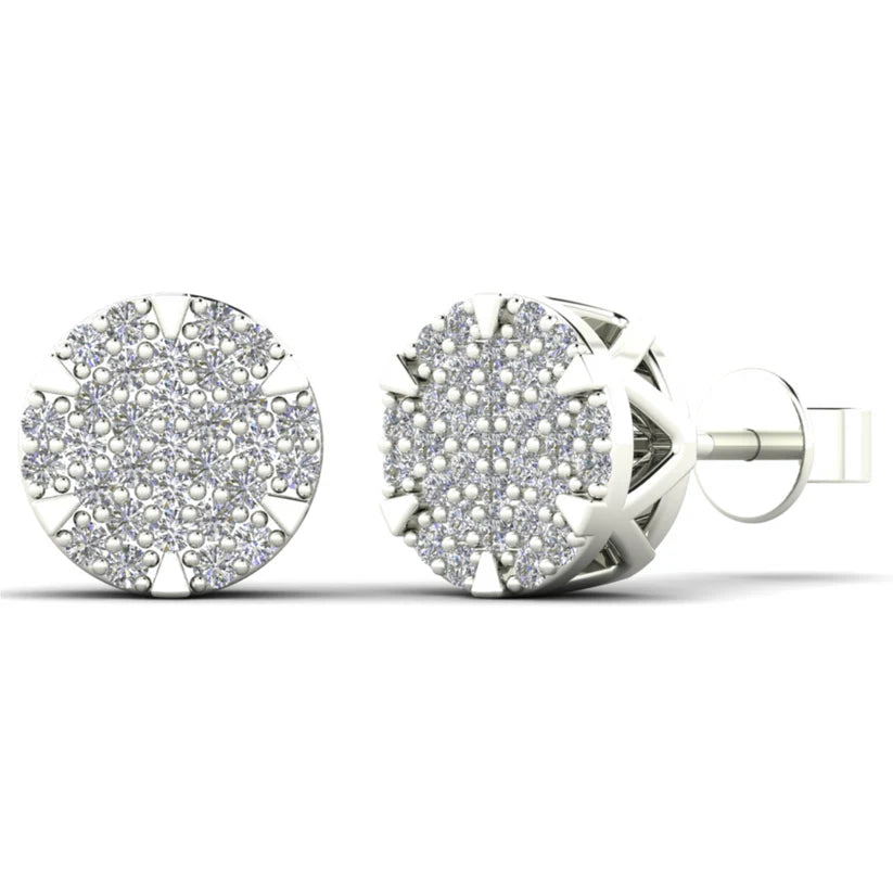 zirconia earrings for women-Diamond Round Stud Earrings (14K)