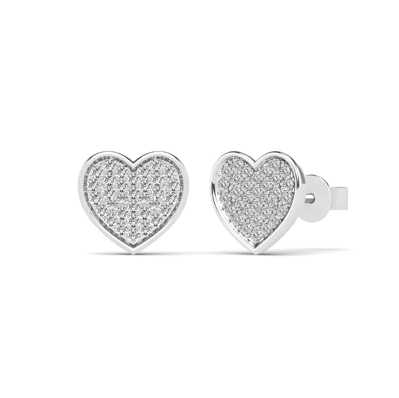 emerald earrings for women-Diamond Heart Stud Earring (14K)