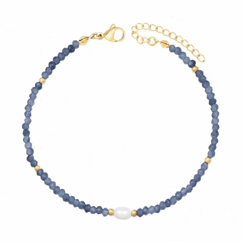 beaded bracelet for women-Navy Pearl Anklet