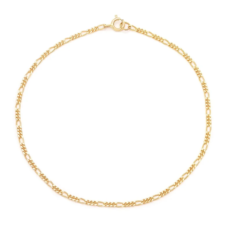 infinity bracelet for women-Figaro Spark Anklet | 14k Gold