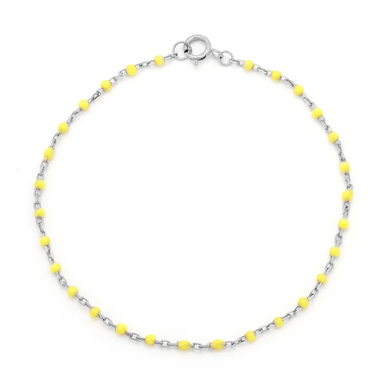 anklet for party for women-Candy Chain Anklet | Lemon & Silver