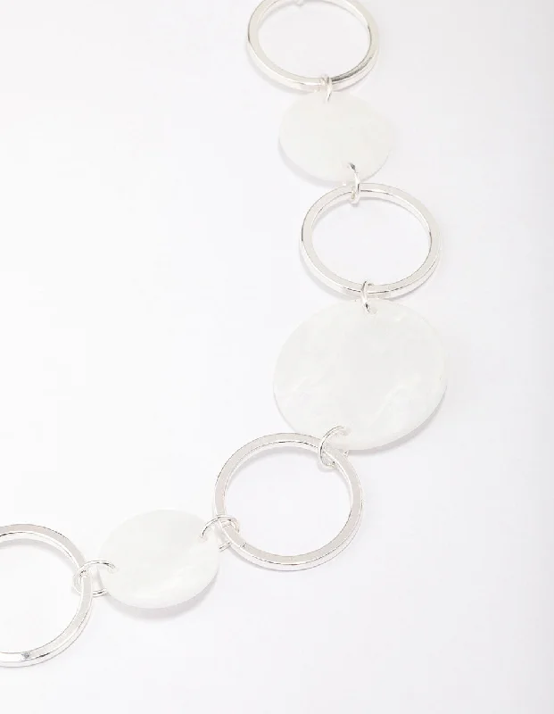 unique necklace for women-Silver Station & White Disc Necklace