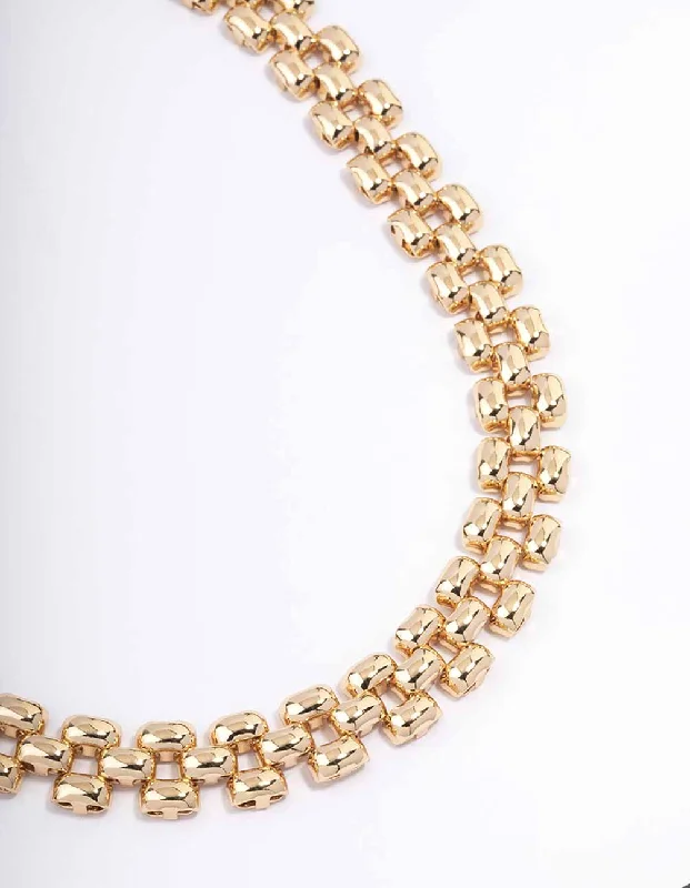 chunky necklace for women-Gold Chunky Vintage Chain Necklace