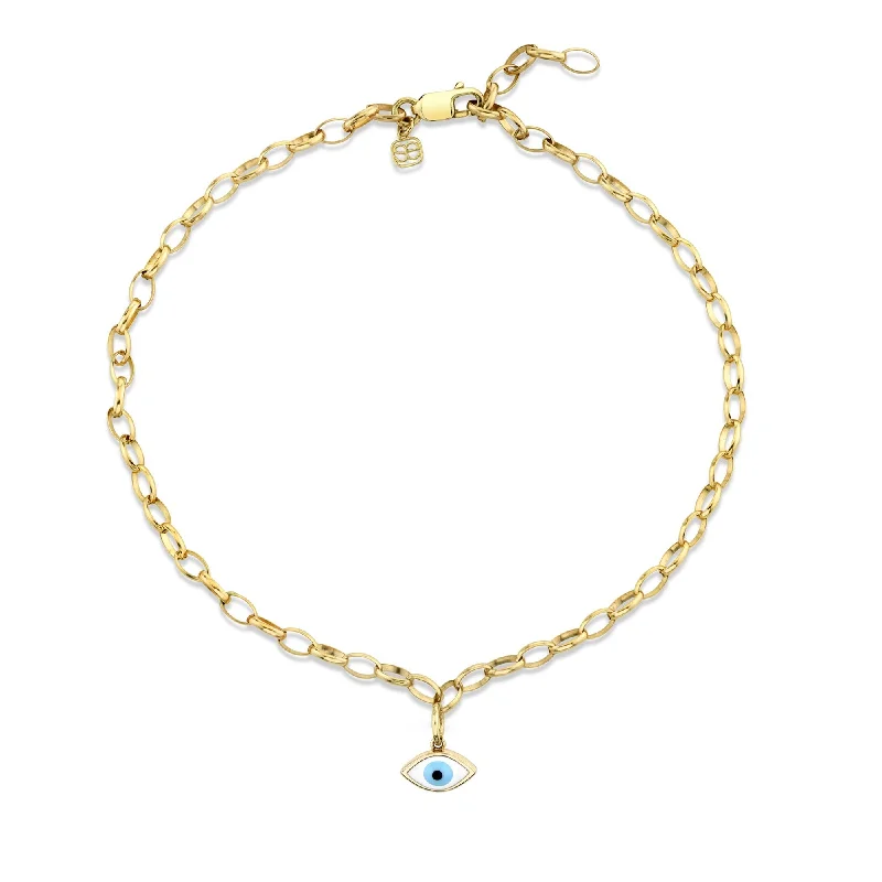 silver cuff bracelet for women-Gold & Enamel Eye Anklet