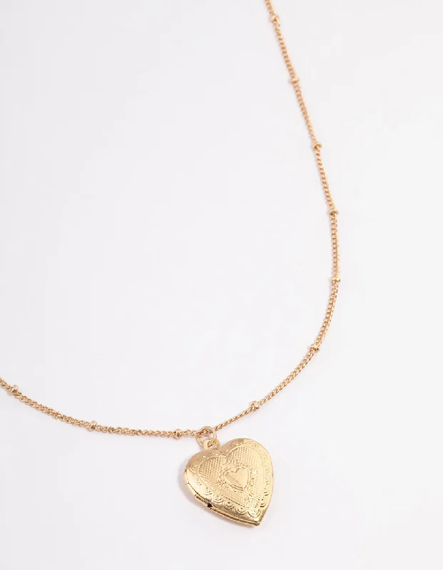 crystal necklace for women-Gold Heart Locket Necklace