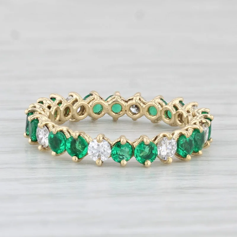 classic engagement rings for women-1.80ctw Emerald Diamond Eternity Band 18k Yellow Gold Size 5.75 Ring Kurt Wayne