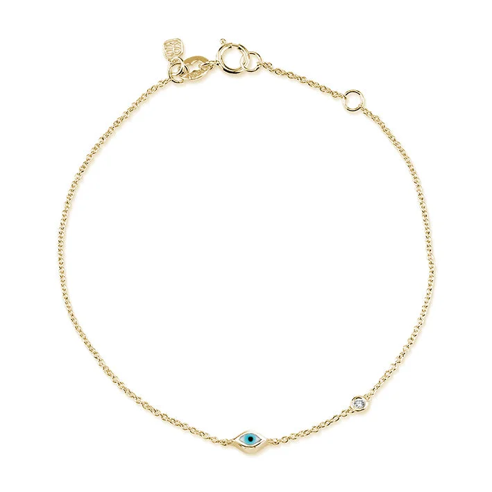 gold bracelet for women-Gold Enamel Mini Eye Anklet