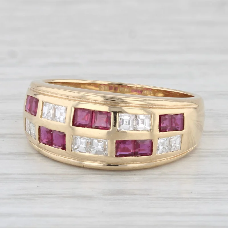 colorful gemstone engagement rings for women-1.20ctw Diamond Ruby Ring 18k Yellow Gold Size 7.25