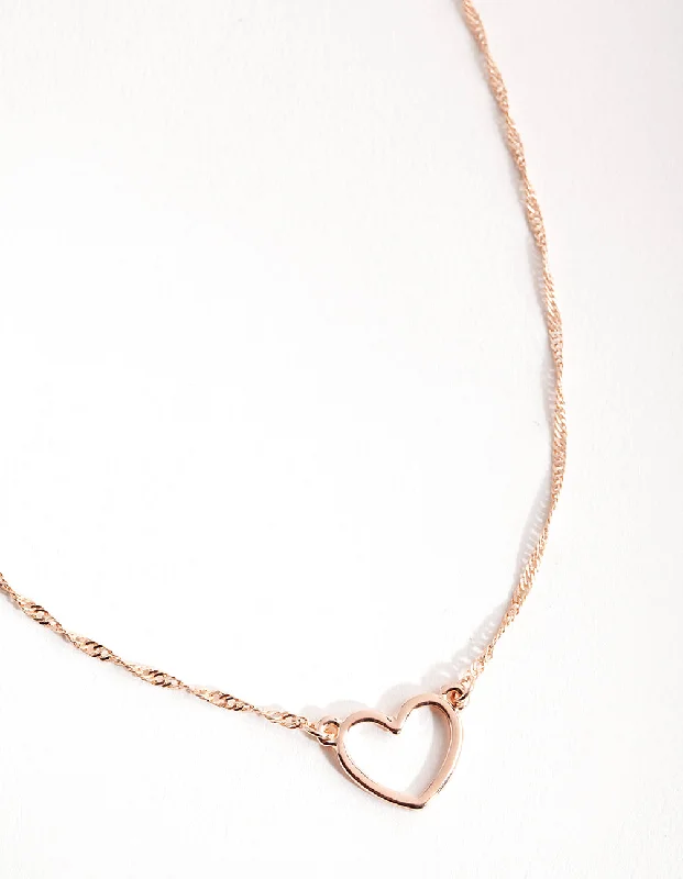 delicate chain necklace for women-Rose Gold Open Heart Necklace