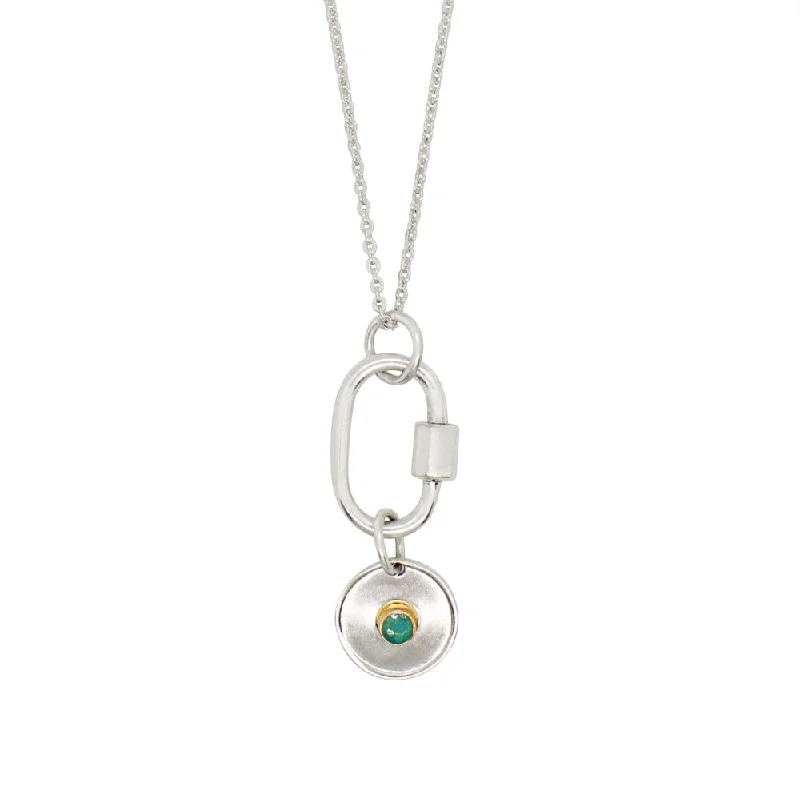 layered necklace for women-May Birthstone Carabiner Necklace - Emerald