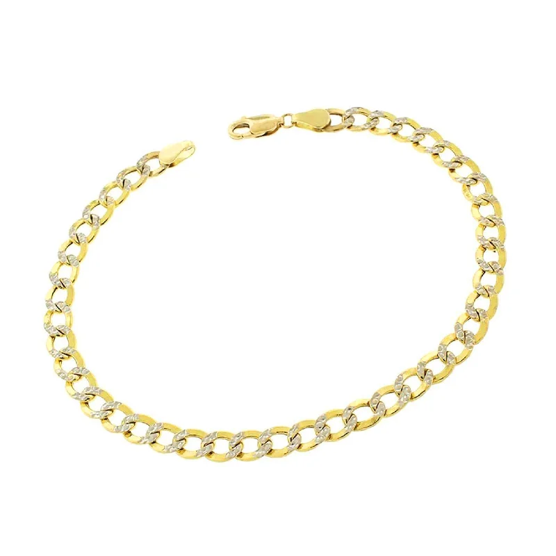 casual bracelet for women-[Lightweight] Two-Tone Italian Cuban Anklet (14K)