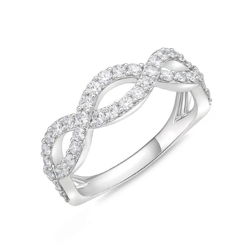 antique engagement rings for women-18K White Gold 2/3Ct Diamond Infinity Band