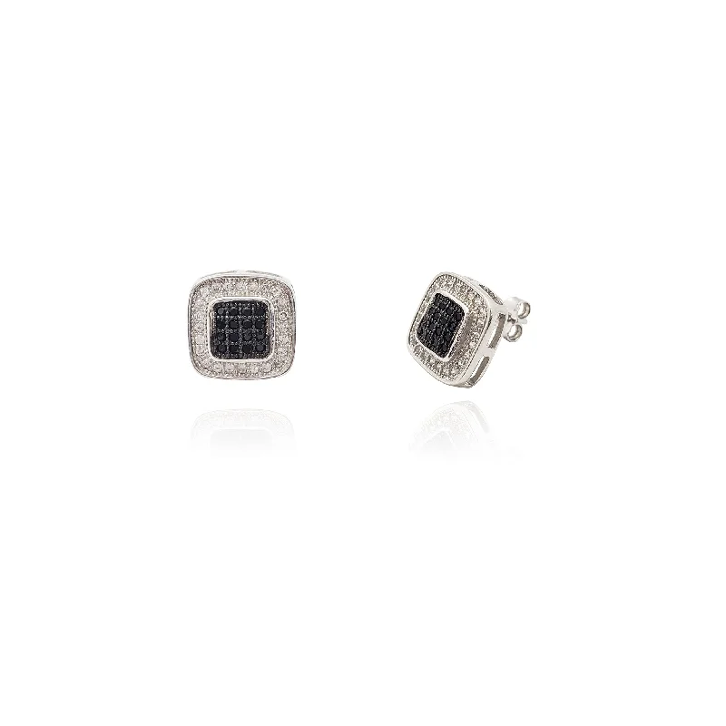 butterfly earrings for women-Square CZ Stud Earring (Silver)