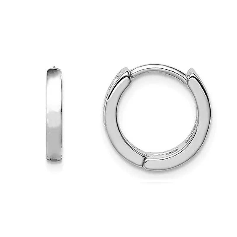 sparkling earrings for women-Plain Huggie Earrings (Silver)