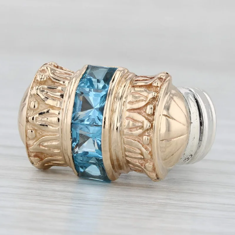 engagement rings with large stones for women-Alwand Vahan 2ctw Blue Topaz 2-Toned Statement Ring 14k Gold Sterling Silver