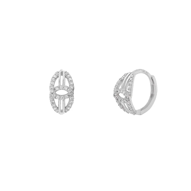 dainty earrings for women-Stone-Set Knot Bridged Huggie Earrings (14K)