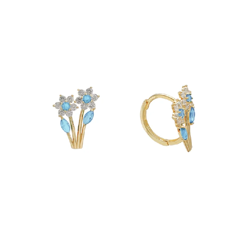 designer earrings for women-Flower Bouquet Huggie Earrings (14K)