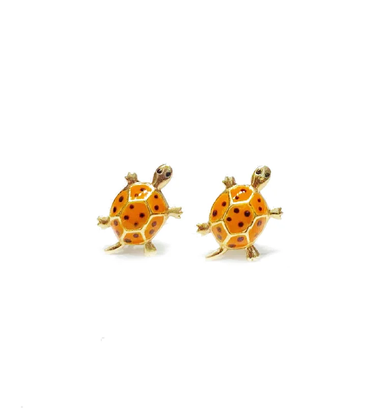 elegant gemstone earrings for women-Little Turtle Earrings (14K).