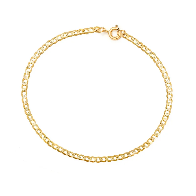 lucky bracelet for women-Cubano Chain Anklet | Solid 14k Gold