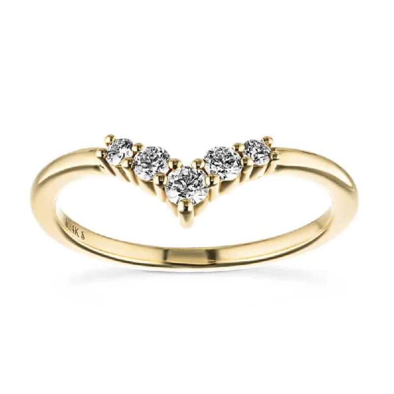 double halo engagement rings for women-Diamond V Band