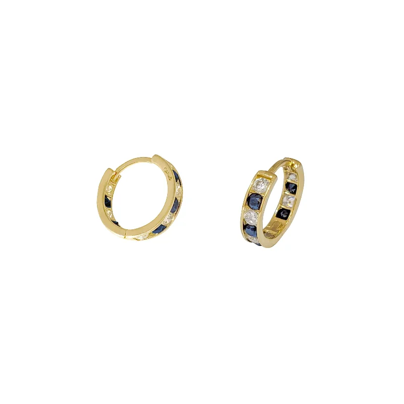 colorful hoop earrings for women-Pave Sapphire Huggie Earring (14K)