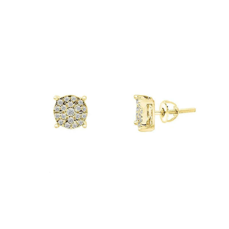 elegant stud earrings for women-Round Diamond Stud Earrings (14K)