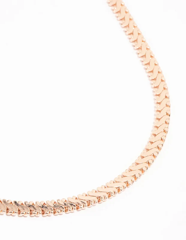 opal pendant necklace for women-Rose Gold Plated Flat Edged Detailed Necklace