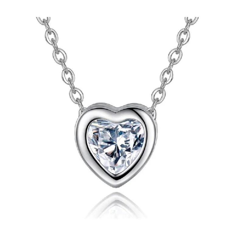 dainty gold necklace for women-Heart Necklace Cubic Zirconia Crystal