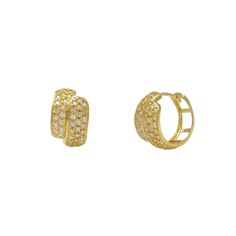 birthstone earrings for women-Pavé CZ Loop-the-Loop Huggie Earrings (14K)