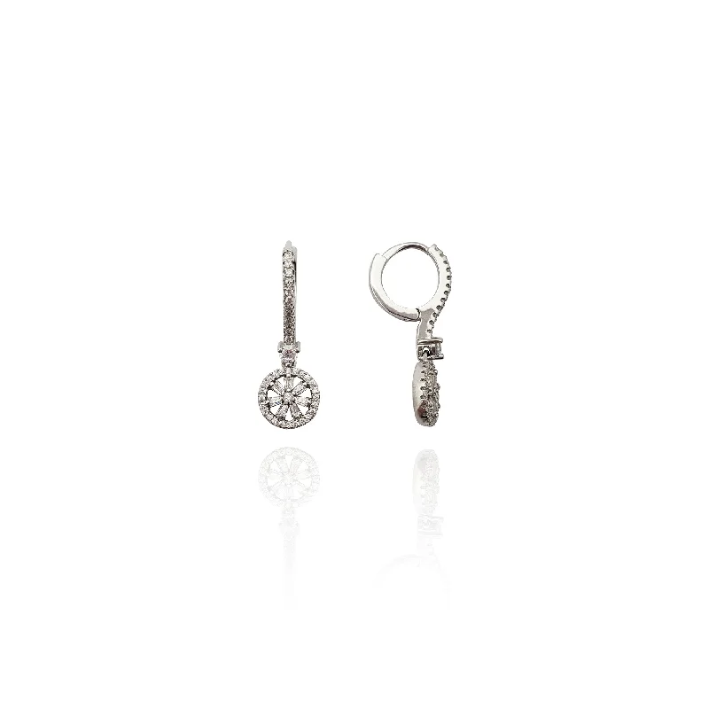 handmade earrings for women-Stoneset Wheel Drop Earrings (Silver)