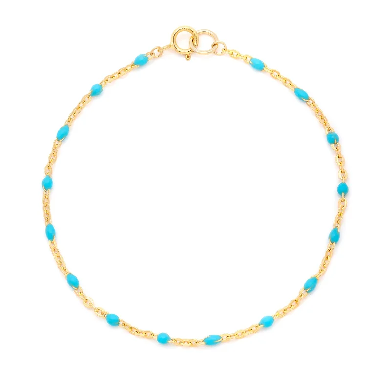 chain anklet for women-Candy Chain Anklet | Turquoise & Goldfill