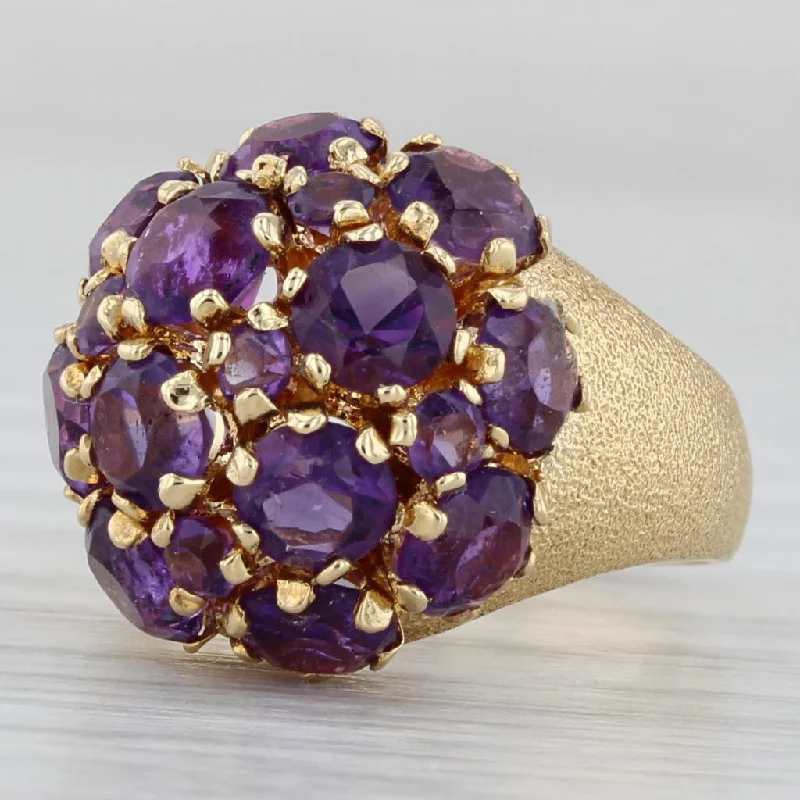 solitaire engagement rings for women-3.75ctw Amethyst Cluster Cocktail Ring 18k Yellow Gold Size 5.5