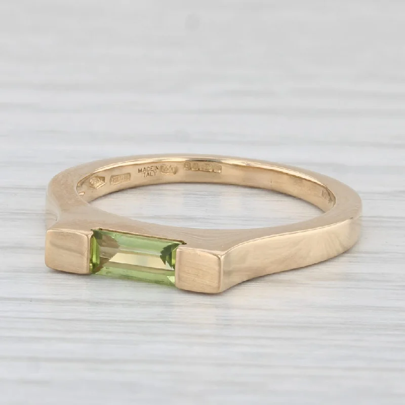 trendy engagement rings for women-0.34ct Green Peridot Solitaire Ring 18k Yellow Gold Size 7 Stackable Asprey