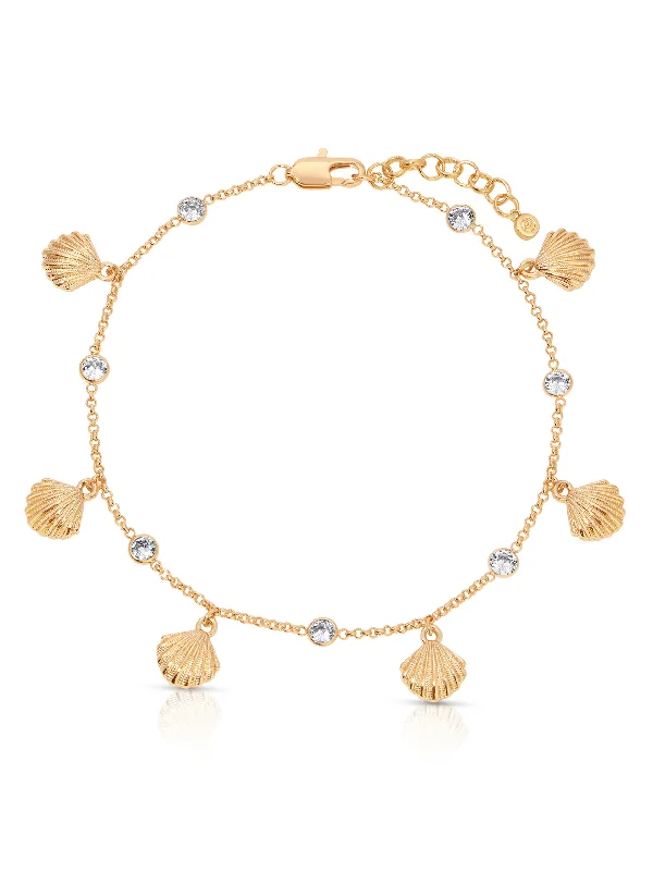 vintage bracelet for women-Scallop Shell Charm Anklet