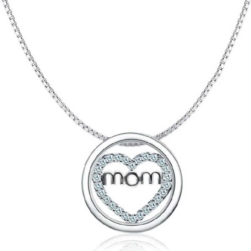 statement pendant necklace for women-Mom Necklace Heart Circle Of Love