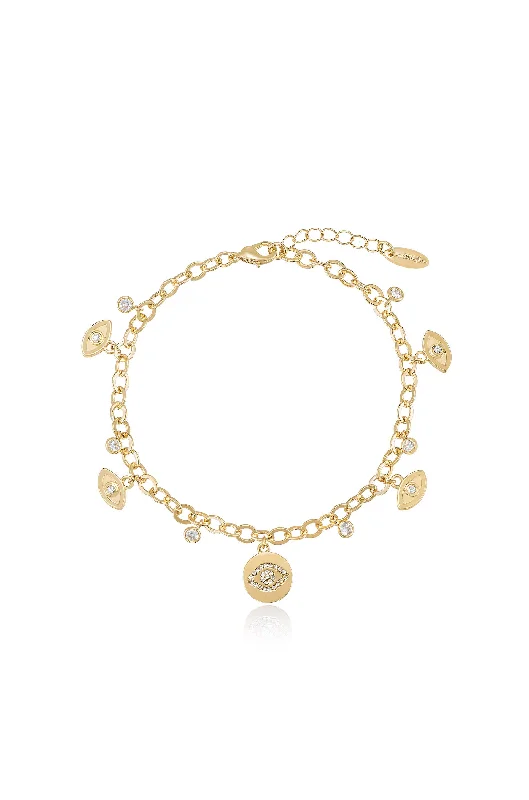 gold cuff bracelet for women-Third Eye Crystal Charm Anklet