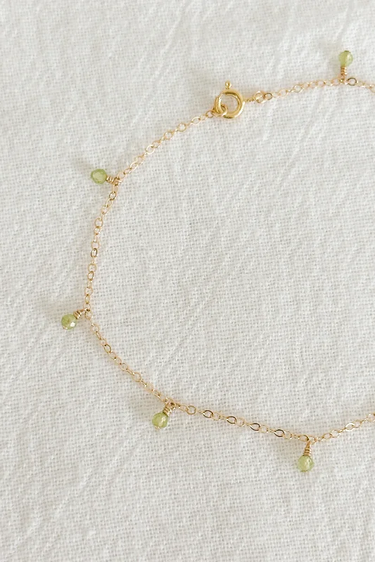 tennis bracelet for women-Peridot Drop Anklet