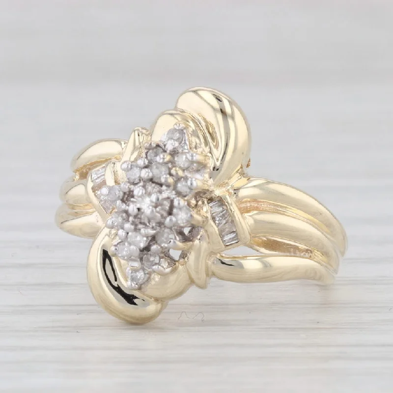 affordable engagement rings for women-0.13ctw Diamond Cluster Ring 10k Yellow Gold Size 7.25