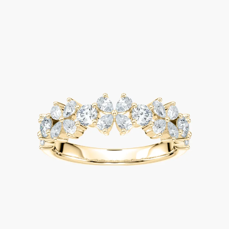 sapphire engagement rings for women-Round and Pear Lab-Grown Diamond Band