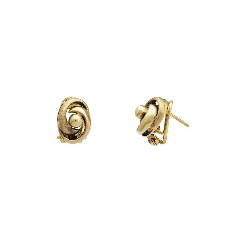 birthstone earrings for women-Yellow Gold Omega Back Earrings (14K)