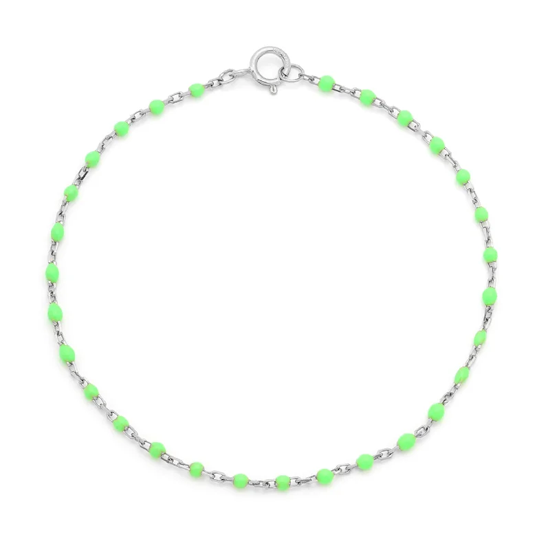 ethnic bracelet for women-Candy Chain Anklet | Lime & Silver